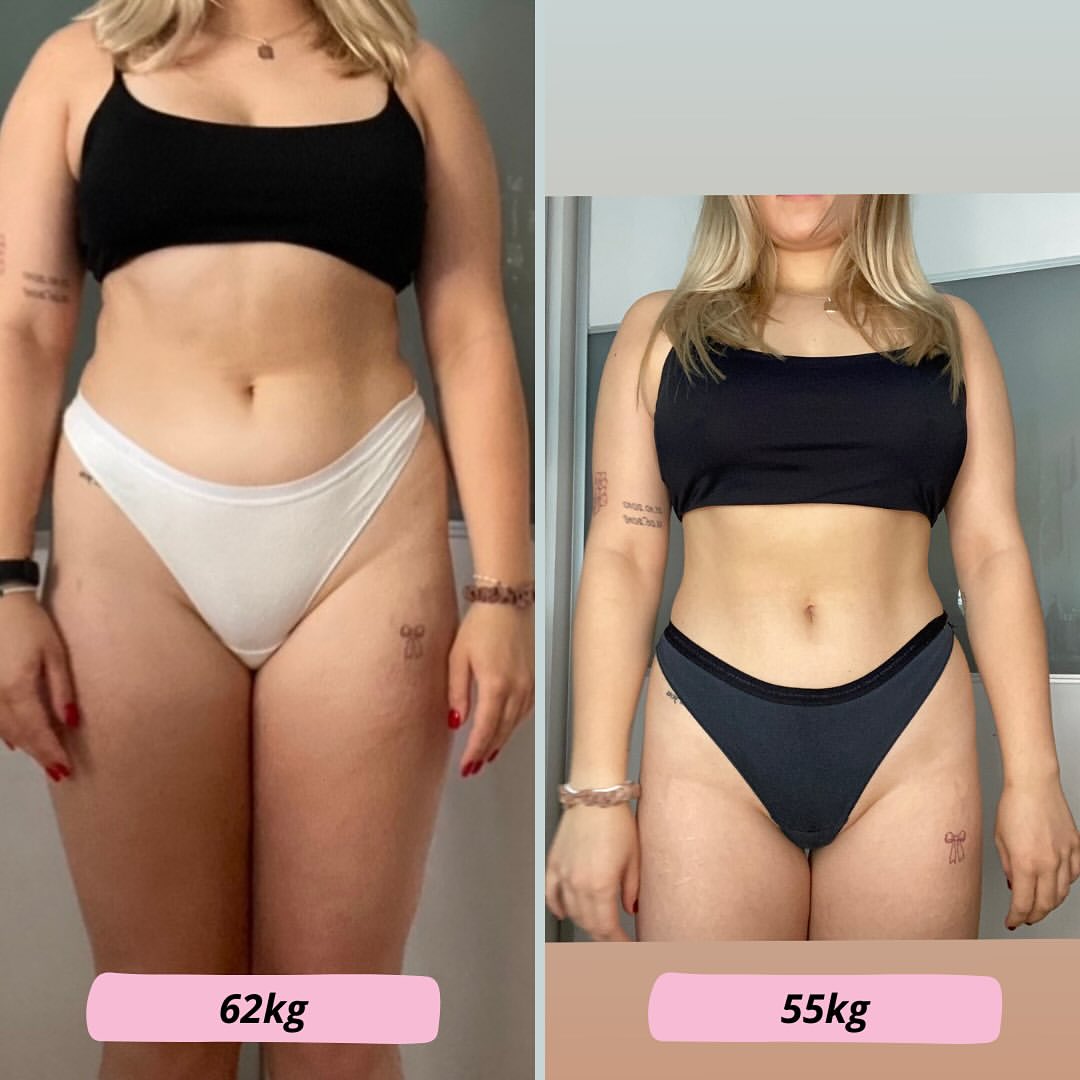 Metamorfoza klientki, efekt 62 kg do 55 kg