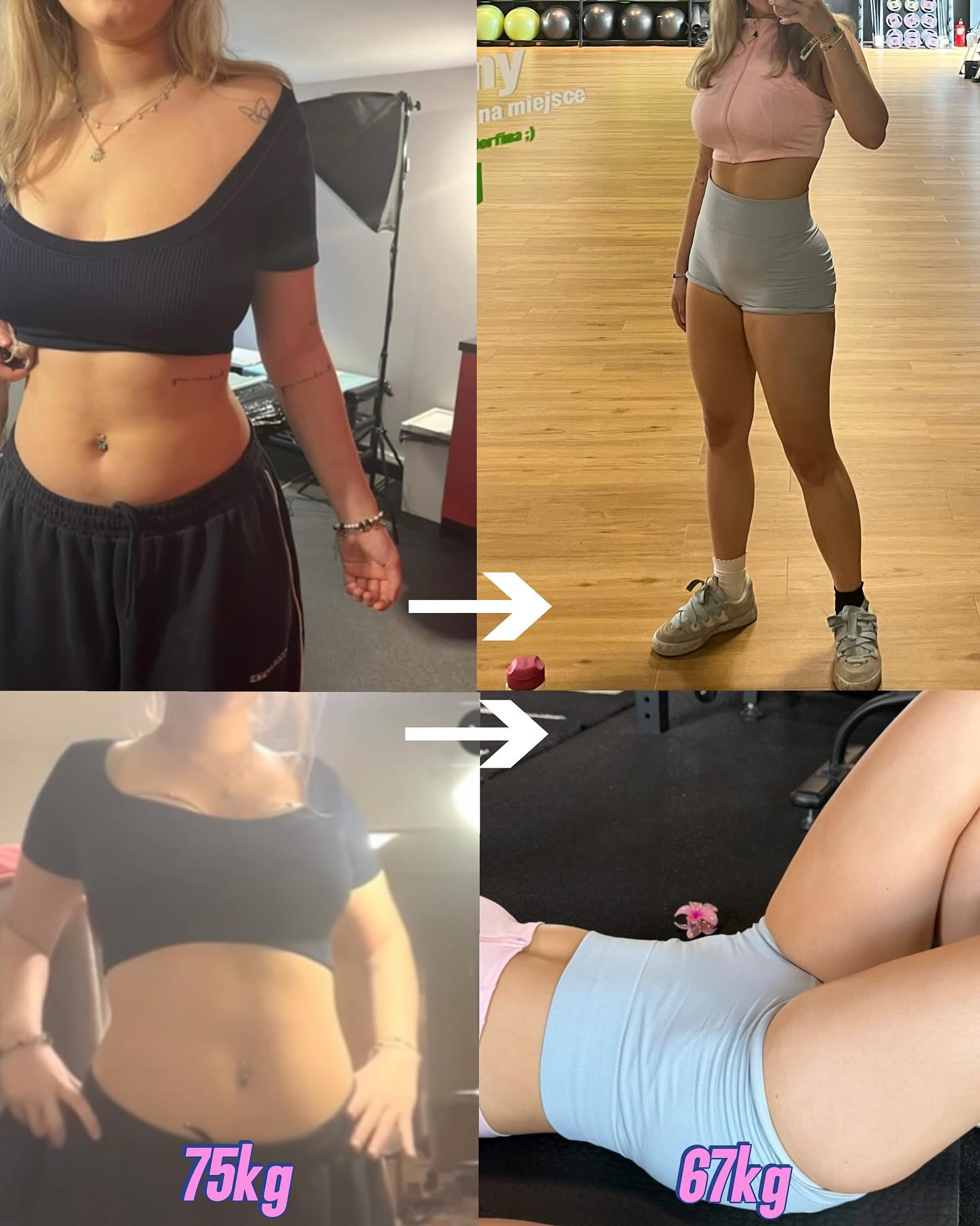 Metamorfoza klientki, efekt 75 kg do 67 kg